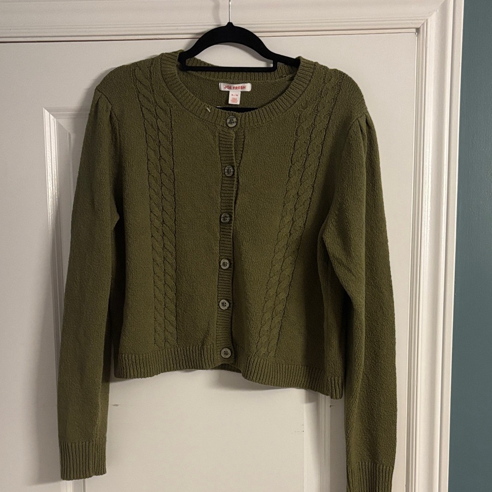 Size XL Joe Fresh Olive Button-Up Cardigan